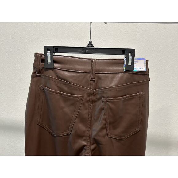 TINSELTOWN Juniors Brown Faux Leather Straight-Leg Pants - Size 3 "The Mom Jean" - Picture 6 of 10